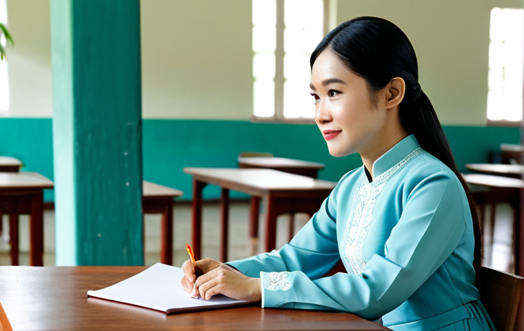 **

"A professional social worker in a modest ao dai, sitting at a bright desk in a community center, fully clothed, appropriate attire, safe for work, perfect anatomy, natural proportions, professional photography, high quality, family-friendly."

**