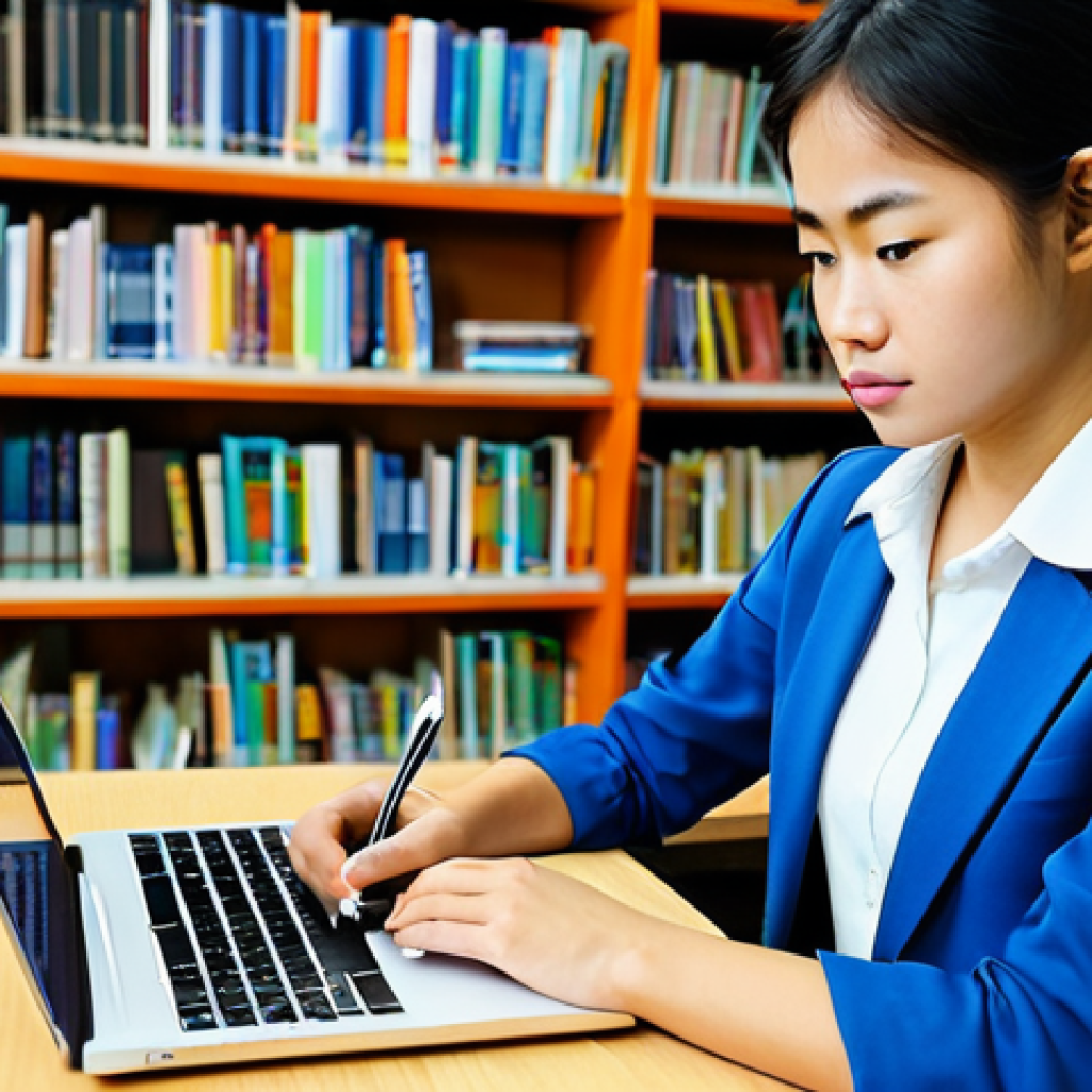 Preparing for an Internship**

"A young, professional student, fully clothed in appropriate attire, meticulously researching a local Vietnamese NGO on a laptop in a bright, modern library setting. The student is taking notes and looks determined. Focus on conveying diligence and preparation. Safe for work, appropriate content, perfect anatomy, natural proportions, high-quality render, professional."

**