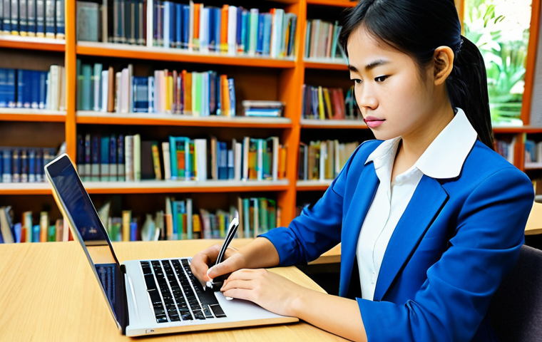 Preparing for an Internship**

"A young, professional student, fully clothed in appropriate attire, meticulously researching a local Vietnamese NGO on a laptop in a bright, modern library setting. The student is taking notes and looks determined. Focus on conveying diligence and preparation. Safe for work, appropriate content, perfect anatomy, natural proportions, high-quality render, professional."

**